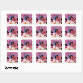 Sticker Carré Fleurs et vinyle (Feuille)
