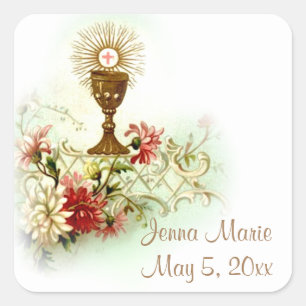 Sticker Carré Fleurs eucharistes de la première communion