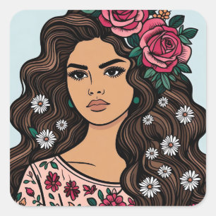 Sticker Carré Fleurs Fiesta Feminine Floral