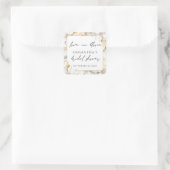 Sticker Carré Fleurs Fleuries Love In Bloom Nom Date Mariage  (Sac)