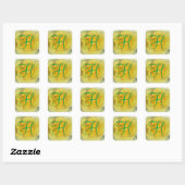 Sticker Carré Fleurs florales 3d Monogramme Rose jaune (Feuille)