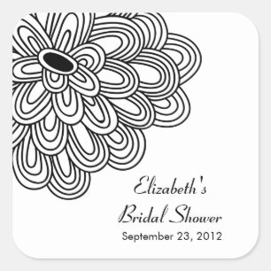Sticker Carré Fleurs florales blanches noires Fête des mariées F