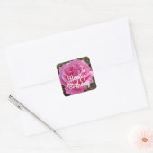 Sticker Carré Fleurs florales roses Roses rose (Enveloppe)