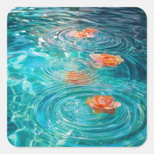 Sticker Carré Fleurs Flottant sur l'Eau