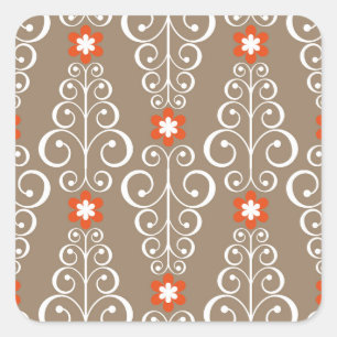 Sticker Carré Fleurs géométriques : Conception Vintage et transp