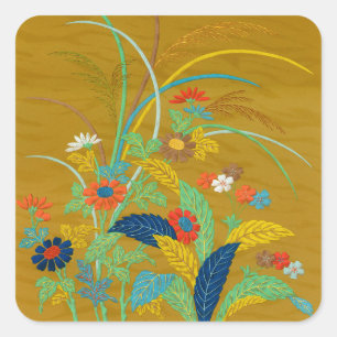 Sticker Carré Fleurs Japonaises Vintage G.A. Audsley