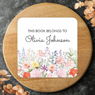 Sticker Carré Fleurs Jolis Colorés Planche de Livre de Jardin Fl