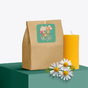 Sticker Carré Fleurs joyeuses et brillantes des années 70