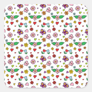 Sticker Carré Fleurs merveilleuses conception