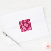Sticker Carré Fleurs modernes arbres de Noël - vin & rose (Enveloppe)