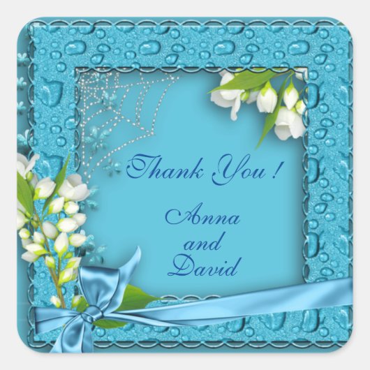 Sticker Carré Fleurs Modernes de Luxe Ajoutez Votre Texte (Devant)