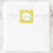 Sticker Carré Fleurs Mood rétro Monogramme jaune et blanc (Sac)