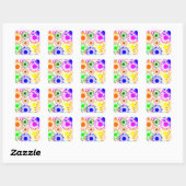 Sticker Carré Fleurs multicolores (Feuille)