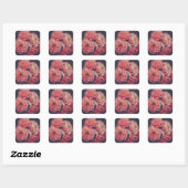 Sticker Carré Fleurs oeillets roses (Feuille)