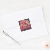Sticker Carré Fleurs oeillets roses (Enveloppe)