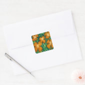 Sticker Carré Fleurs orange (Enveloppe)