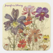 Sticker Carré Fleurs papillons de Charles Mackintosh (Devant)