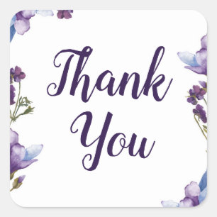 Sticker Carré Fleurs printanières délicates Mariage floral viole