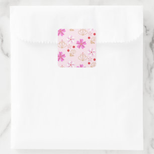 Sticker Carré Fleurs printanières Fleurs cerises Fleur rose