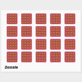 Sticker Carré Fleurs Rétro du Printemps (Feuille)