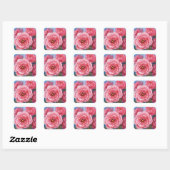 Sticker Carré Fleurs roses (Feuille)