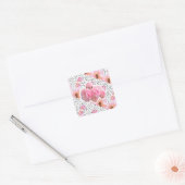 Sticker Carré Fleurs roses (Enveloppe)