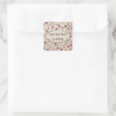 Sticker Carré fleurs roses blanches sur beige (Sac)