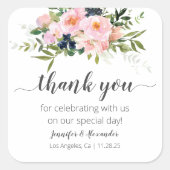 Sticker Carré Fleurs roses et bleues (Devant)