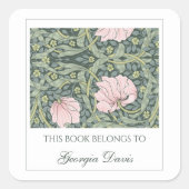 Sticker Carré Fleurs roses et plaque Feuille modifiables (Devant)