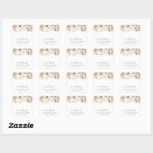 Sticker Carré Fleurs roses, Fleurs blanches, Boho, Baby shower (Feuille)