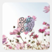 Sticker Carré Fleurs roses Meilleure Maman Joyeuse Fête des Mère (Devant)