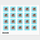 Sticker Carré Fleurs roses parentes (Feuille)