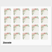 Sticker Carré fleurs roses rousses romantiques & feuille (Feuille)