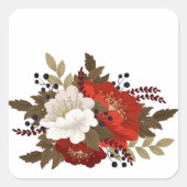 Sticker Carré Fleurs rouges et blanches d'hiver (Devant)