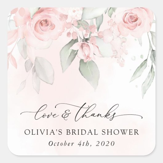 Sticker Carré Fleurs Rouges, Fleurs Roses, Boho, Fête des mariée (Devant)