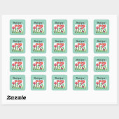 Sticker Carré Fleurs rouges mignonnes (Feuille)