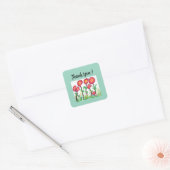 Sticker Carré Fleurs rouges mignonnes (Enveloppe)