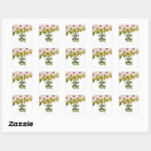 Sticker Carré Fleurs rousses Sage Vert Monogramme (Feuille)
