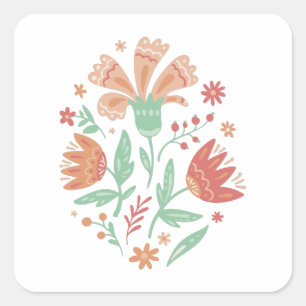 Sticker Carré Fleurs sauvages