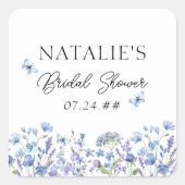 Sticker Carré Fleurs Sauvages Bleues Douce Douceur Florale (Devant)