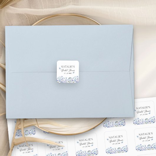 Sticker Carré Fleurs Sauvages Bleues Floraison Délicate