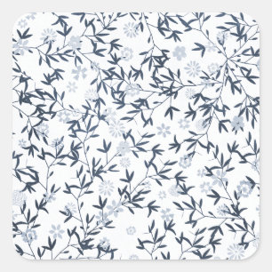 Sticker Carré fleurs sauvages bleus