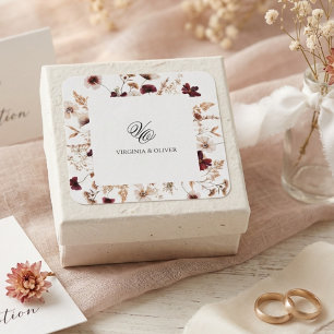 Sticker Carré Fleurs Sauvages de l'Automne Mariage Floral