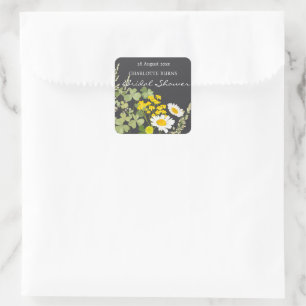 Sticker Carré Fleurs sauvages douche de mariée personnalisée