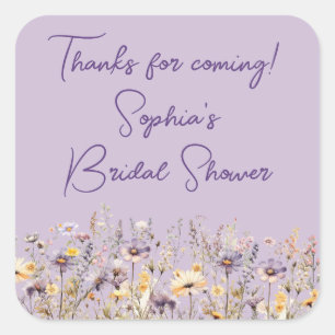 Sticker Carré Fleurs sauvages violettes Faveurs de douche floral