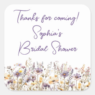 Sticker Carré Fleurs sauvages violettes Faveurs de douche floral