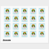 Sticker Carré Fleurs tropicales Inséparables (Feuille)