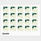 Sticker Carré fleurs vert émeraude or marbre feuille (Feuille)