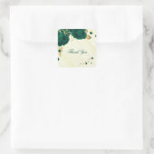 Sticker Carré fleurs vert émeraude or marbre feuille (Sac)