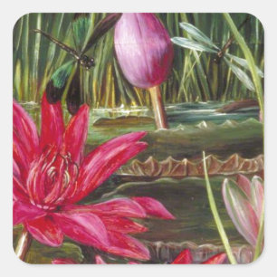 Sticker Carré Fleurs vintages de fleurs de rose de peinture